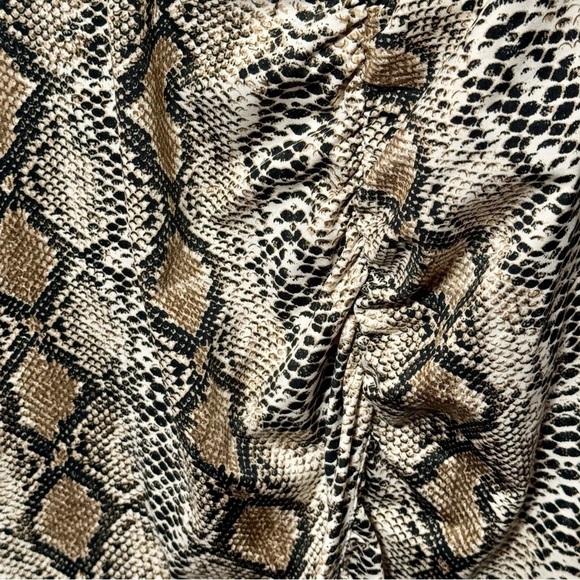 SEE AND BE SEEN Ruched Snake Reptile Print Surplice Neckline Bodycon Dress - Picture 5 of 8